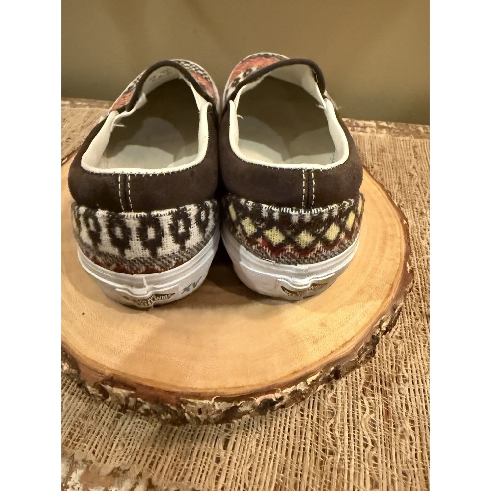 Vans Classic Slip On Fair Isle Brown Woven Textile Shoes Size Men 7 Women's 8.5 - Picture 10 of 13